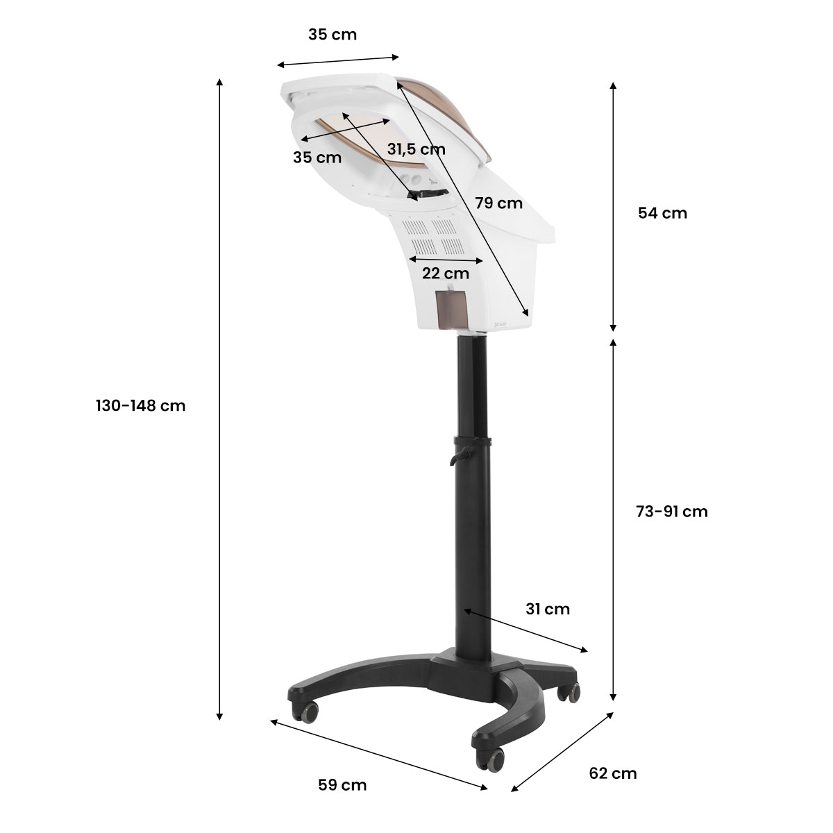 ActiveShop Gabbiano Stand-Sauna für Friseure 408D weiß mit aktivem Ozon