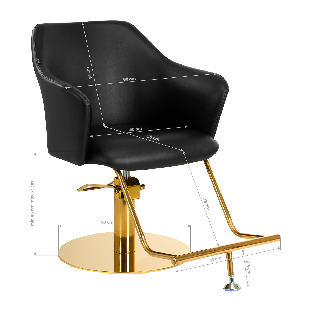 ActiveShop Gabbiano Friseurstuhl Marbella Gold Schwarz