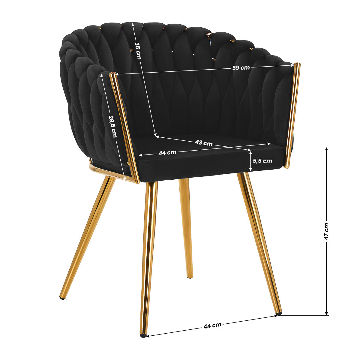 ActiveShop 4Rico Stuhl QS-GW06G Samt schwarz