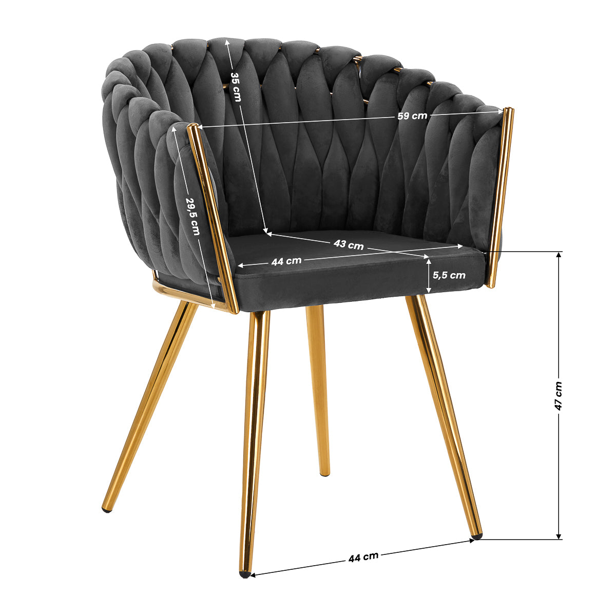 ActiveShop 4Rico Stuhl QS-GW06G Samt grau
