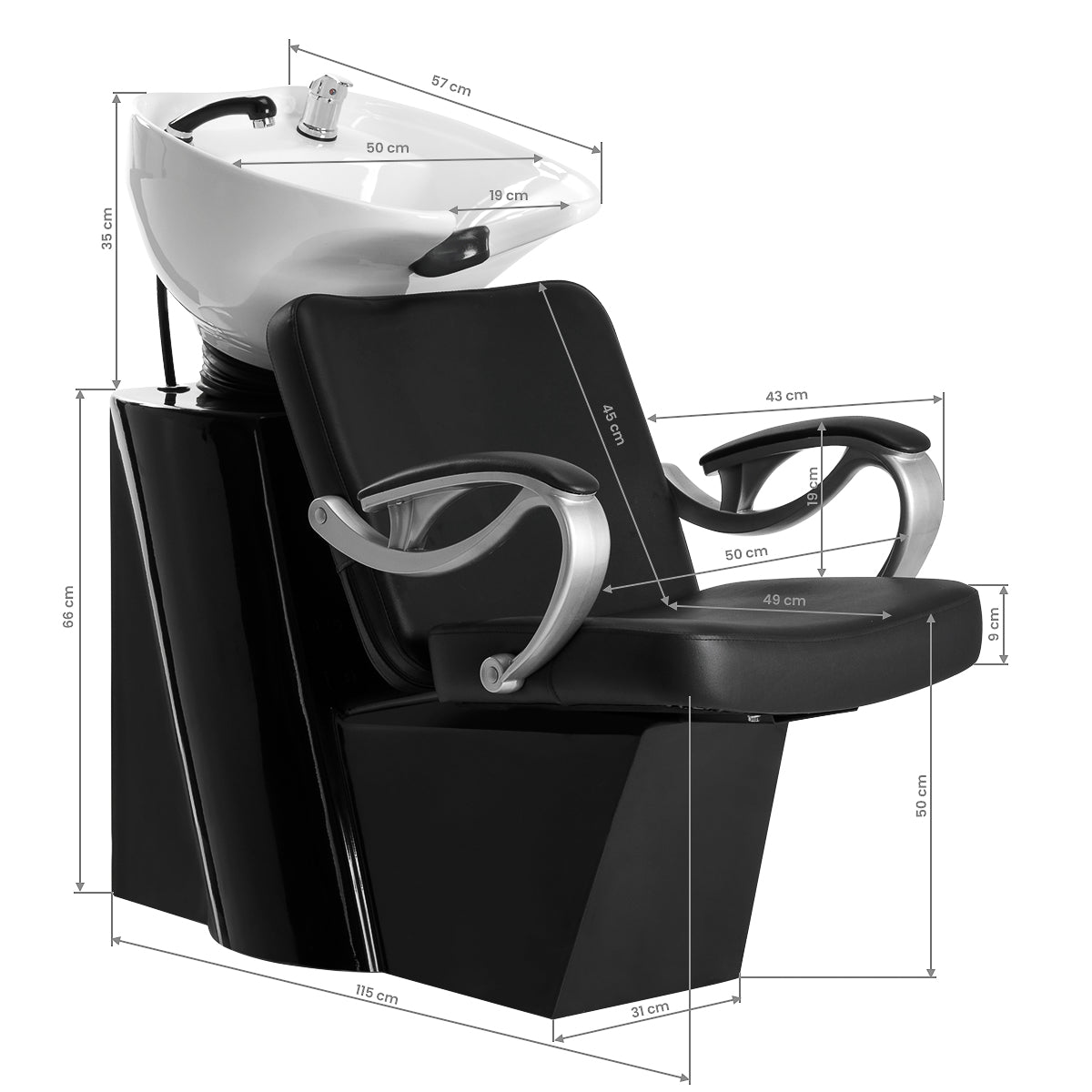 ActiveShop Haarsystem Friseurwaschsalon ZA31 schwarz