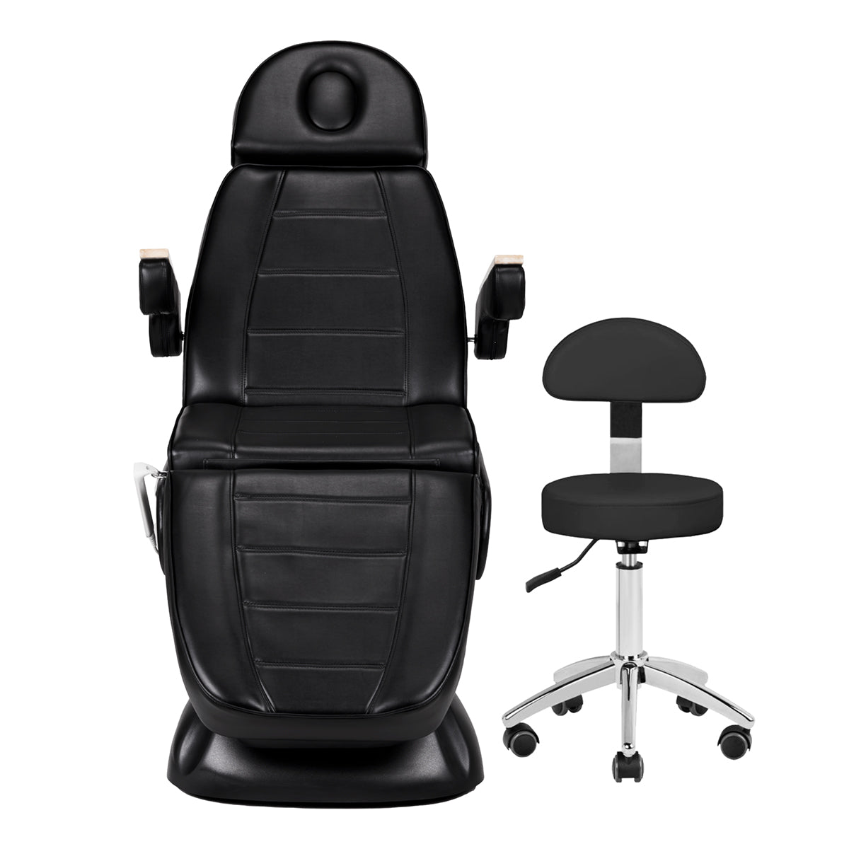 ActiveShop Elektrischer Kosmetikstuhl SILLON Lux 273b + Hocker 304 schwarz