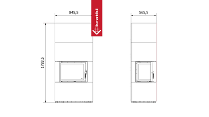 Kratki Kamineinsatz KRATKI FLOKI links 8 kW Ø 160 Bausatz Granit-Paneele ZIMBKRATKI ABWE NERO