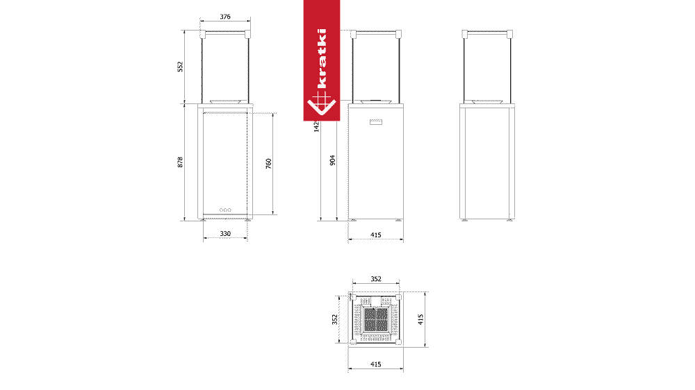 Kratki PATIO SLIM SCHWARZ GAS HEIZUNG + BIO KAMIN