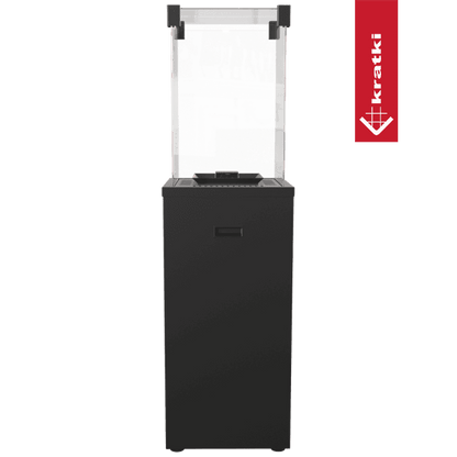 Kratki Terrassenheizer Gas PATIO SLIM schwarz + Gratis TANGO/2 bioethanol freistehender-kamin