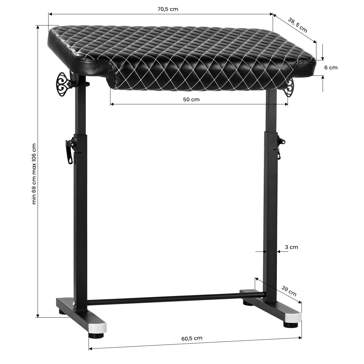 ActiveShop Armlehne für Tattoo Pro Ink 718 schwarz Spitz