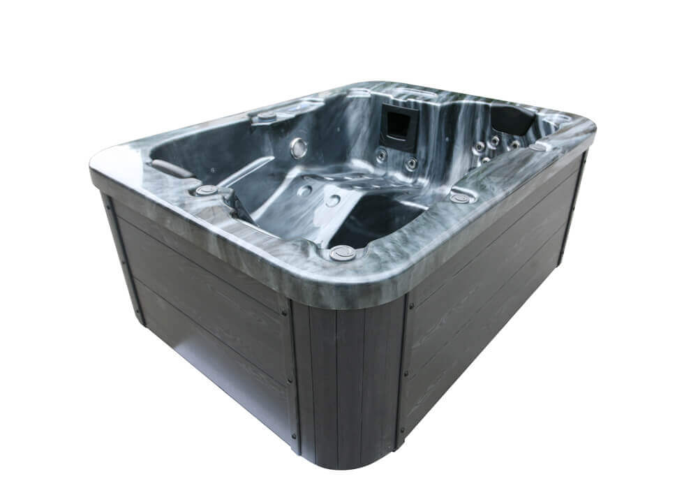 Home Deluxe Outdoor Whirlpool BLACK MARBLE - Mit Treppe und Thermoabdeckung