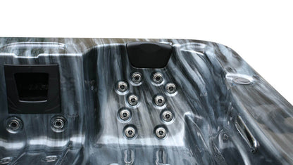 Home Deluxe Outdoor Whirlpool BLACK MARBLE - Mit Treppe und Thermoabdeckung