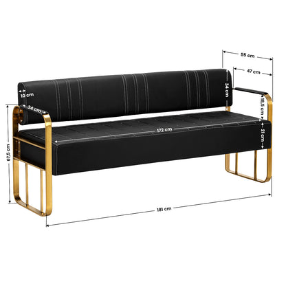 ActiveShop Gabbiano Sofa für die Wartezone Avila Gold Schwarz
