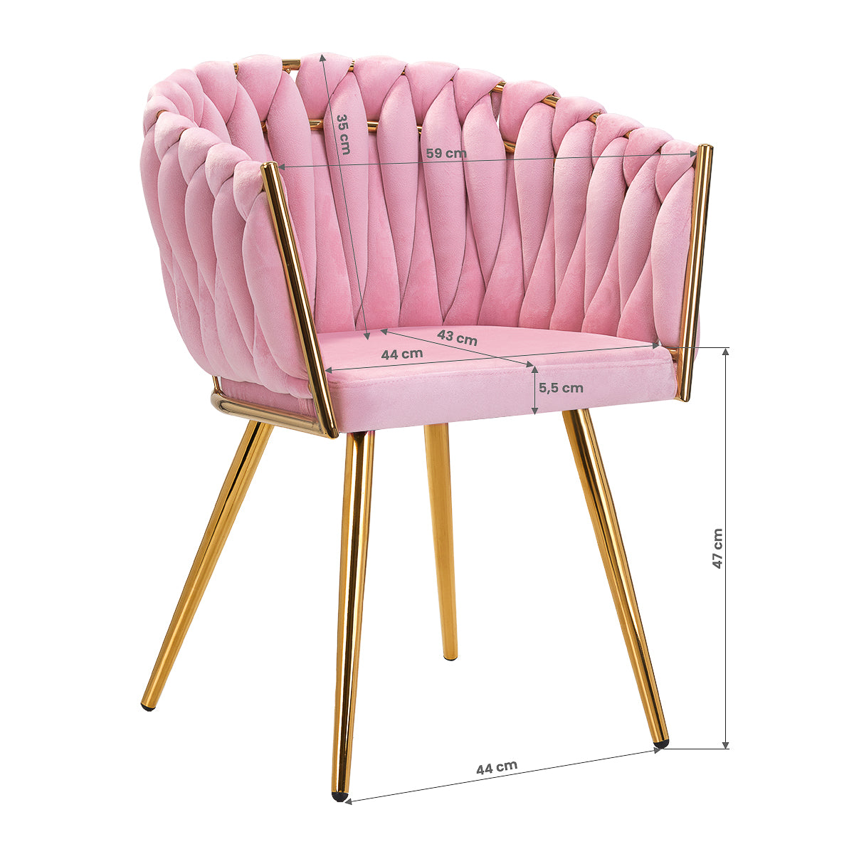 ActiveShop 4Rico Stuhl QS-GW06G samtig rosa