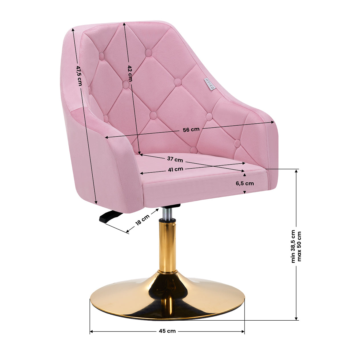 ActiveShop 4Rico Drehstuhl QS-BL14G Samt rosa