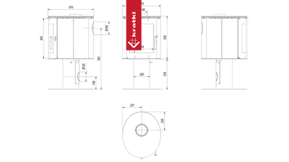 Kratki Kaminofen aus Stahl KRATKI ORBIT Ø 150 7 kW