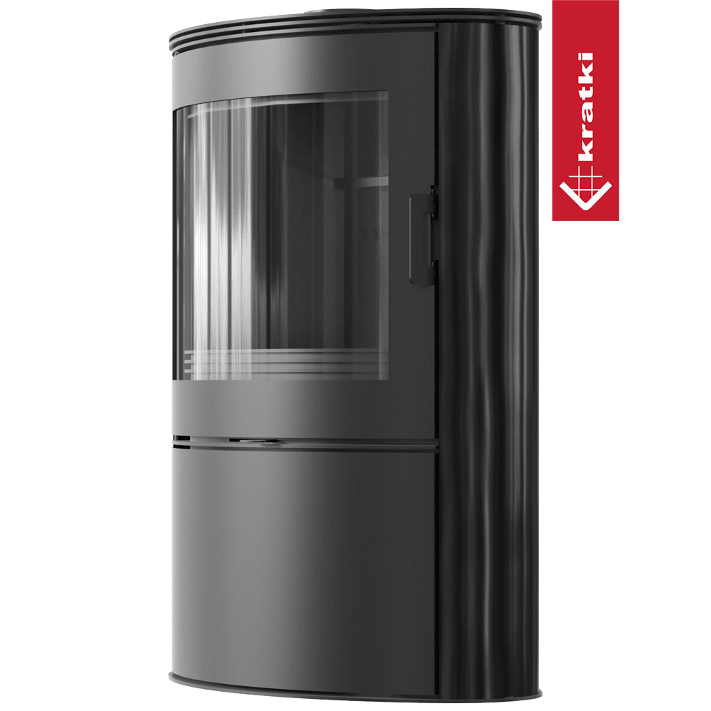 Kratki Piec stalowy kaflowy AB/S/2 Ø 150 10 kW czarny kafel czarne wyłozenie