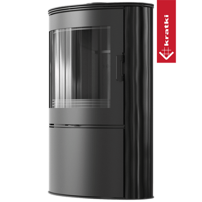 Kratki Piec stalowy kaflowy AB/S/2 Ø 150 10 kW czarny kafel czarne wyłozenie
