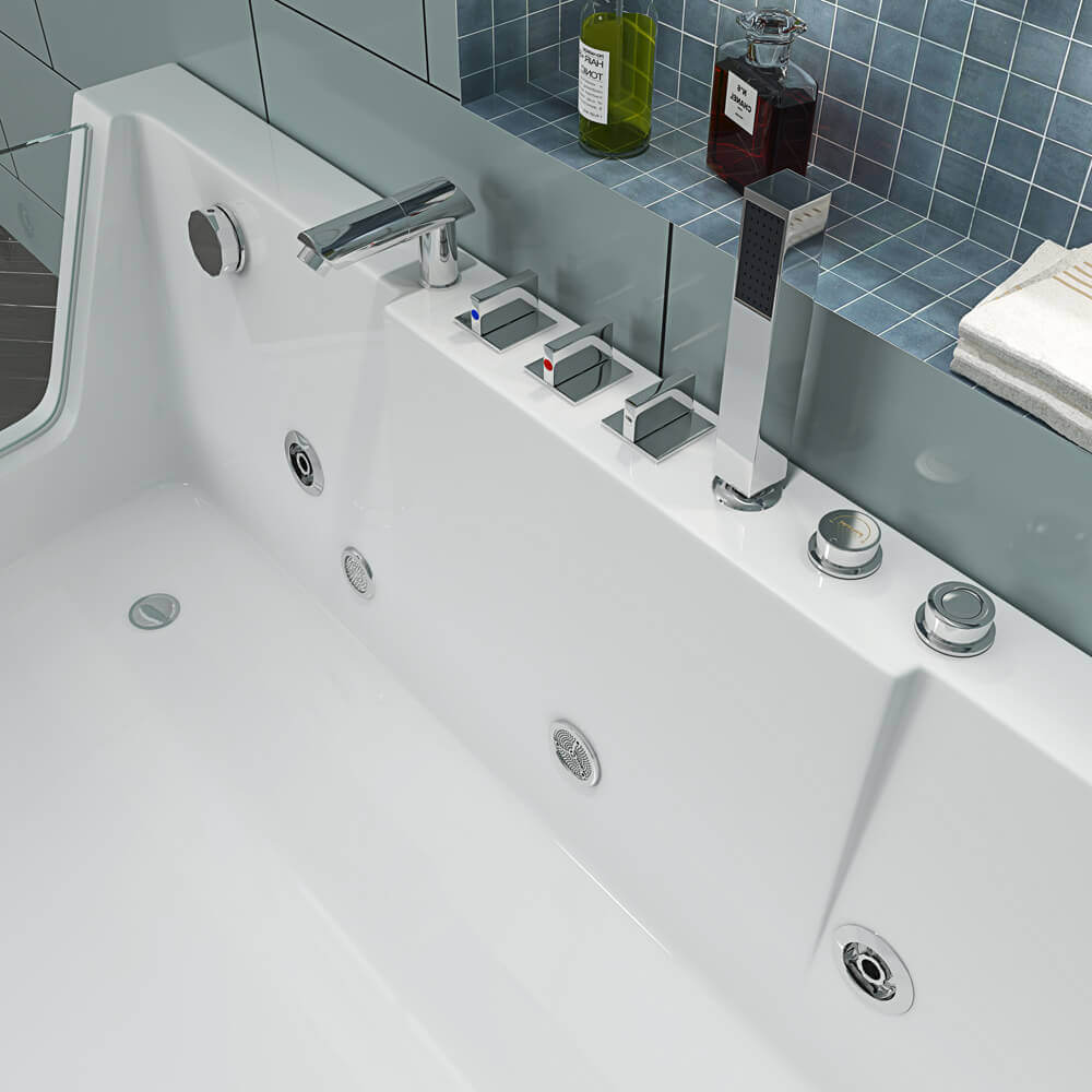 Home Deluxe Whirlpool Badewanne mit Lichttherapie CARICA - 170 x 80 cm Links