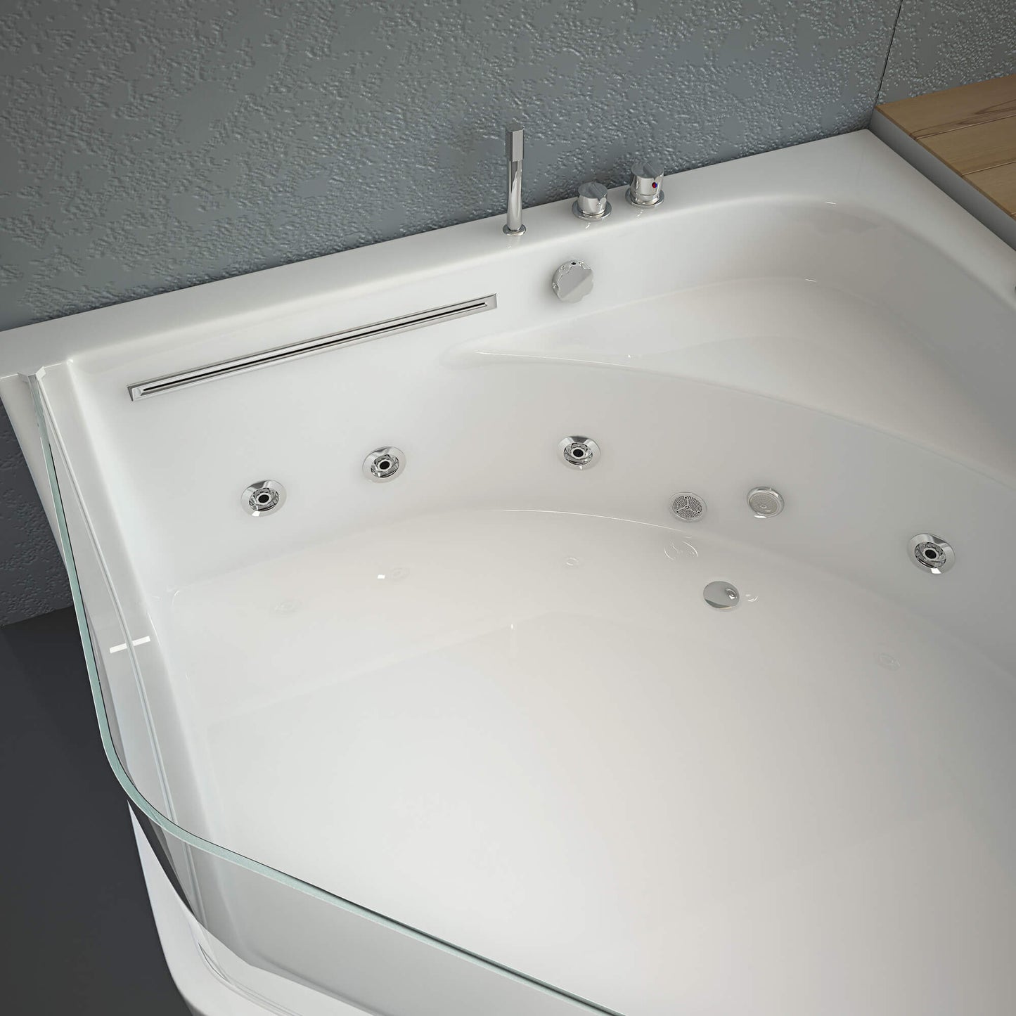 Home Deluxe Whirlpool Badewanne mit Lichttherapie PACIFICO - 150 x 150 cm