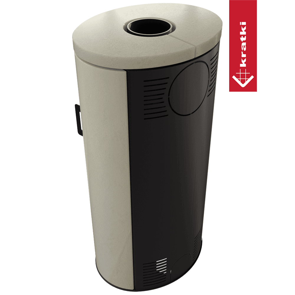 Kratki Kaminofen aus Stahl KRATKI AB S/DR ECO 5,5 kW Ø 150 Dekorative Fassadenverkleidung creme Schwarz thermotec