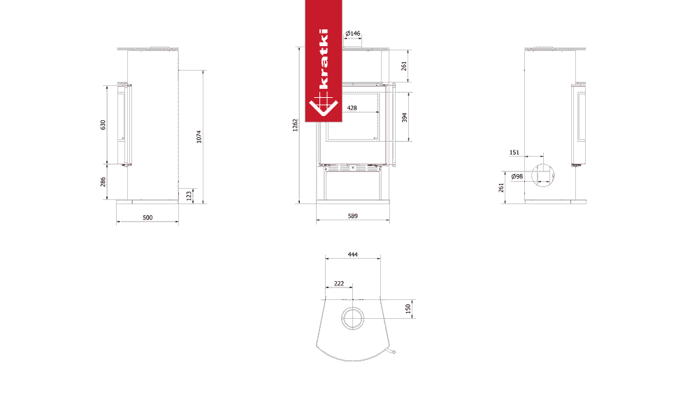 Kratki Kaminofen aus Stahl KRATKI TOFA Ø 150 8 kW