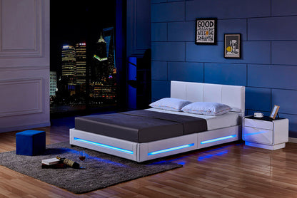 Home Deluxe LED Bett ASTEROID mit Matratze - 160 x 200 cm Weiß