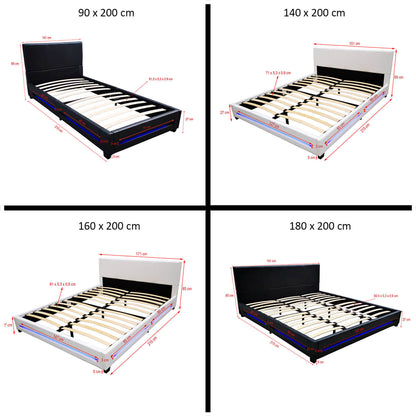 Home Deluxe LED Bett ASTEROID mit Matratze - 140 x 200 cm Weiß