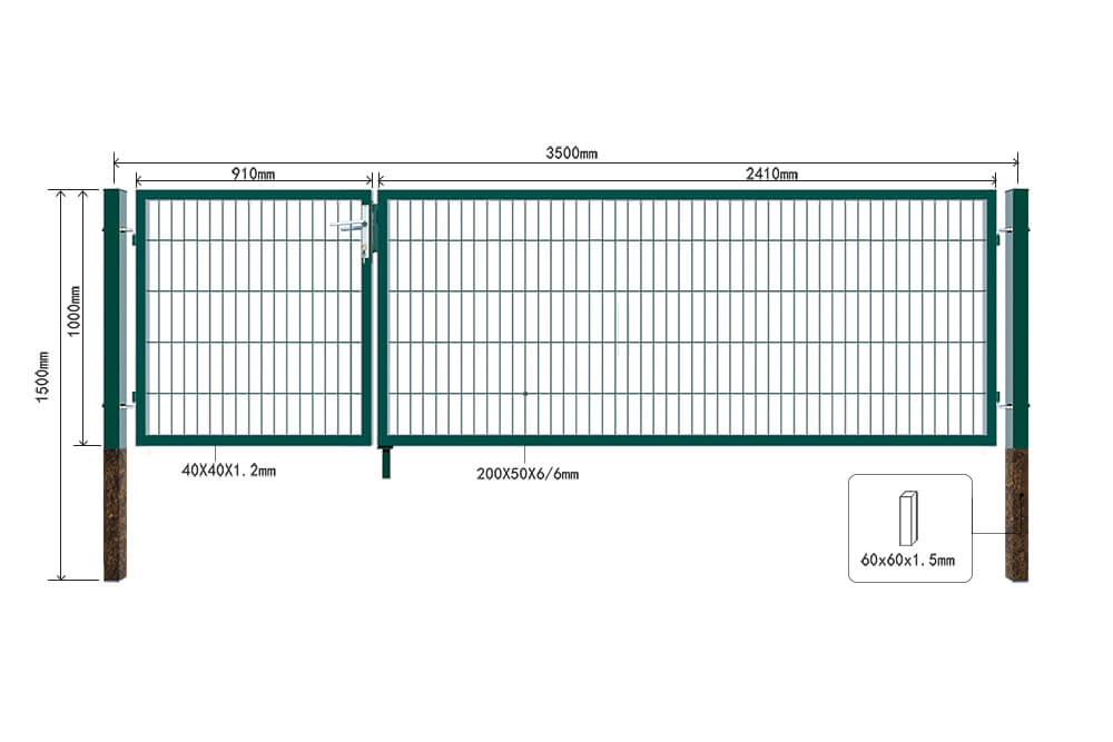 Home Deluxe Doppelflügel Gartentor ADITUS - 200 x 350 cm Grün