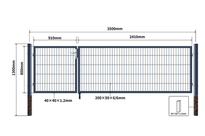 Home Deluxe Doppelflügel Gartentor ADITUS - 200 x 350 cm Grün