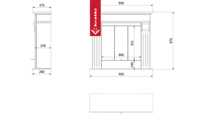Kratki PORTAL BIOETHANOLKAMIN AUGUST TÜV WEIß SELBSTMONTAGE MIT VERGLASUNG