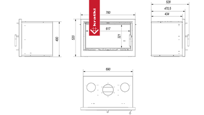 Kratki Kamin-Kassette KRATKI ARKE 70 8 kW Ø 150 mit Türfeder