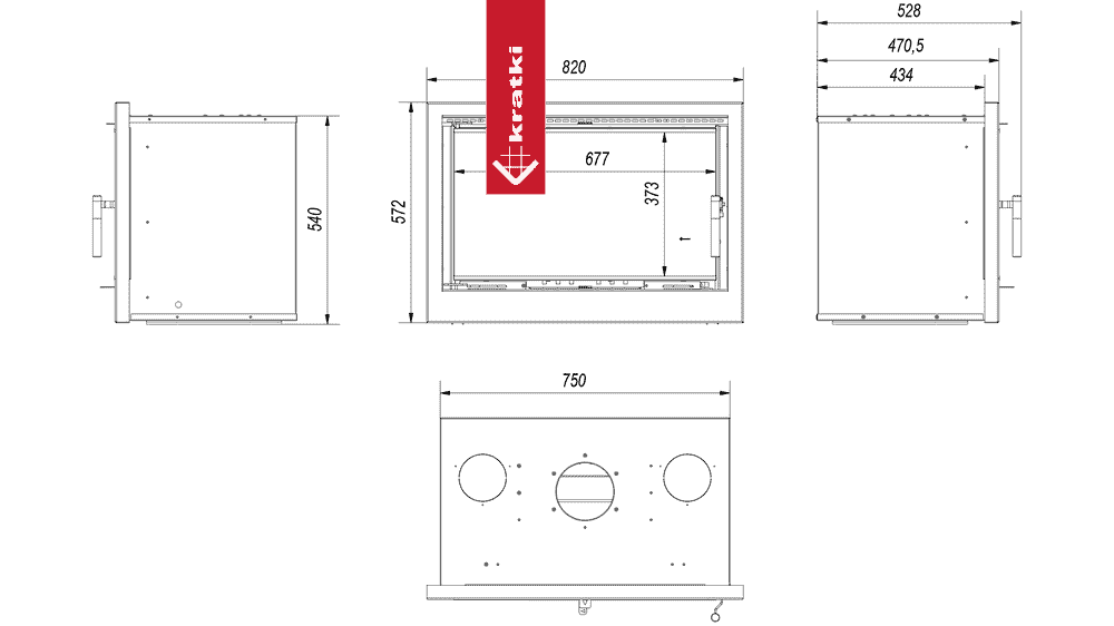 Kratki Kamin-Kassette KRATKI ARKE 75 8 kW Ø 150 mit Türfeder