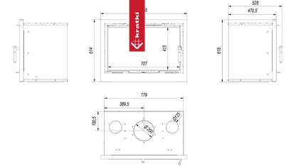 Kratki Kamin-Kassette KRATKI ARKE 80 12 kW Ø 200 mit Türfeder