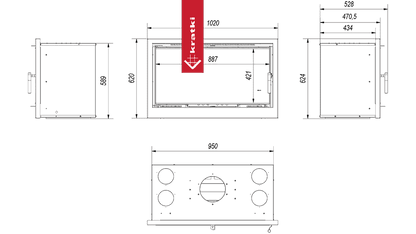 Kratki Kamin-Kassette KRATKI ARKE 95 14 kW Ø 200 mit Türfeder