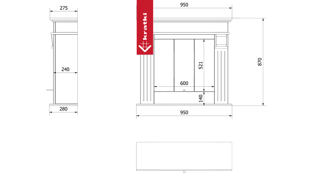 Kratki Portal Bioethanolkamin AUGUST TÜV schwarz Selbstmontage