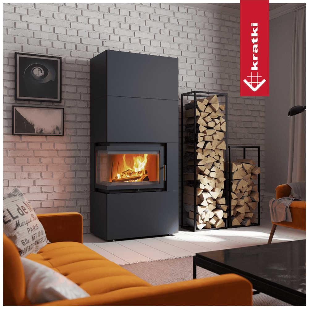 Kratki Kamineinsatz Simple Box 8 kW Ø 200 Black