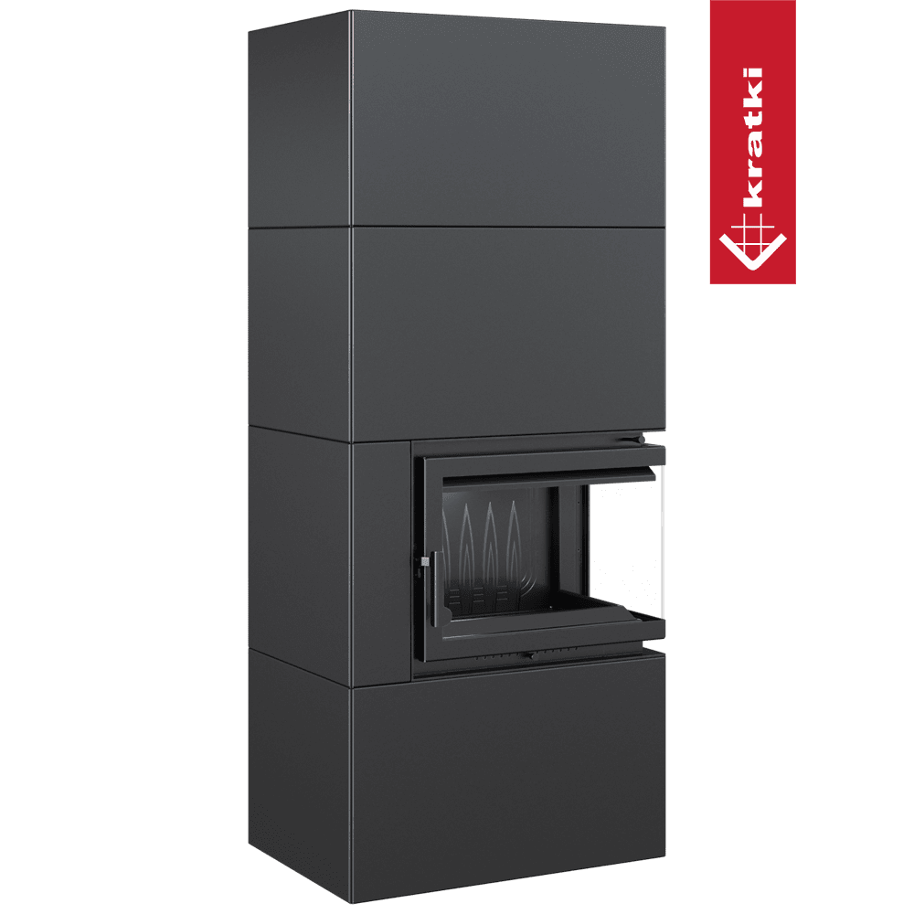 Kratki Kamineinsatz Simple Box 8 kW Ø 200 Black mit Türfeder