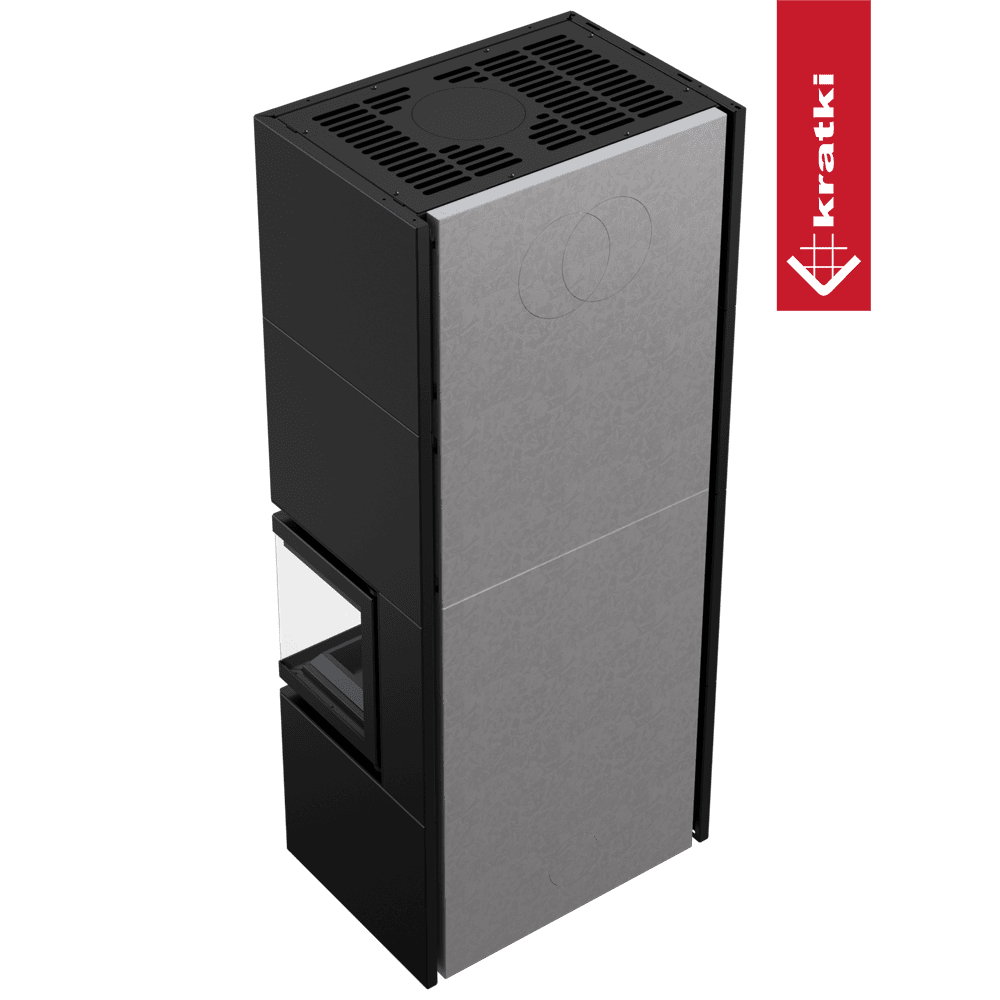 Kratki Kamineinsatz Simple Box 8 kW Ø 200 Black mit Türfeder