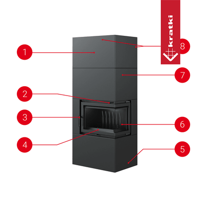 Kratki Kamineinsatz Simple Box 8 kW Ø 200 Black mit Türfeder