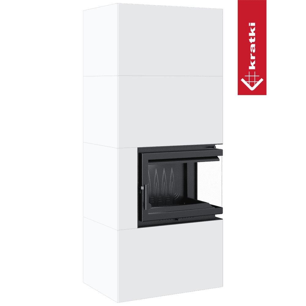 Kratki Kamineinsatz Simple Box 8 kW Ø 200 Bianco mit Türfeder