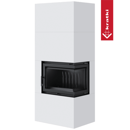 Kratki Kamineinsatz Simple Box 8 kW Ø 200 Bianco mit Türfeder