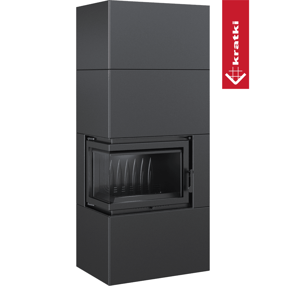 Kratki Kamineinsatz Simple Box 8 kW Ø 200 schwarz mit Türfeder