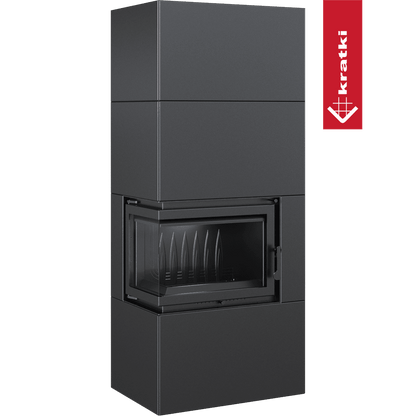 Kratki Kamineinsatz Simple Box 8 kW Ø 200 schwarz mit Türfeder