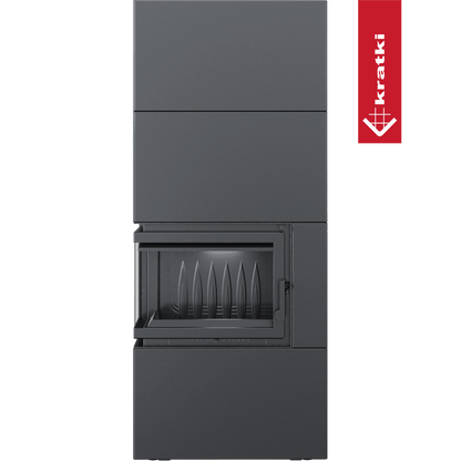 Kratki Kamineinsatz Simple Box 8 kW Ø 200 schwarz mit Türfeder