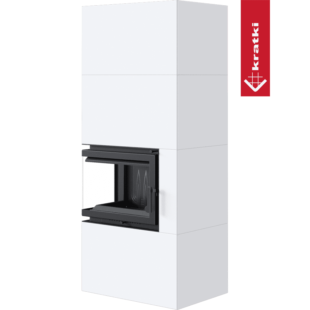 Kratki Kamineinsatz Simple Box 8 kW Ø 200 Bianco mit Türfeder