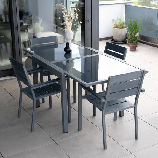 Home Deluxe Garten-Sitzgruppe ausziehbar VERANO MADERA - 180/90 x 90 cm 6 Stühle