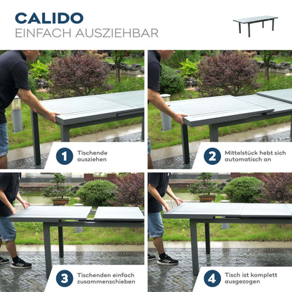 Home Deluxe Garten-Sitzgruppe CALIDO MADERA inklusive ausziehbarer Gartentisch & 10 Stühlen