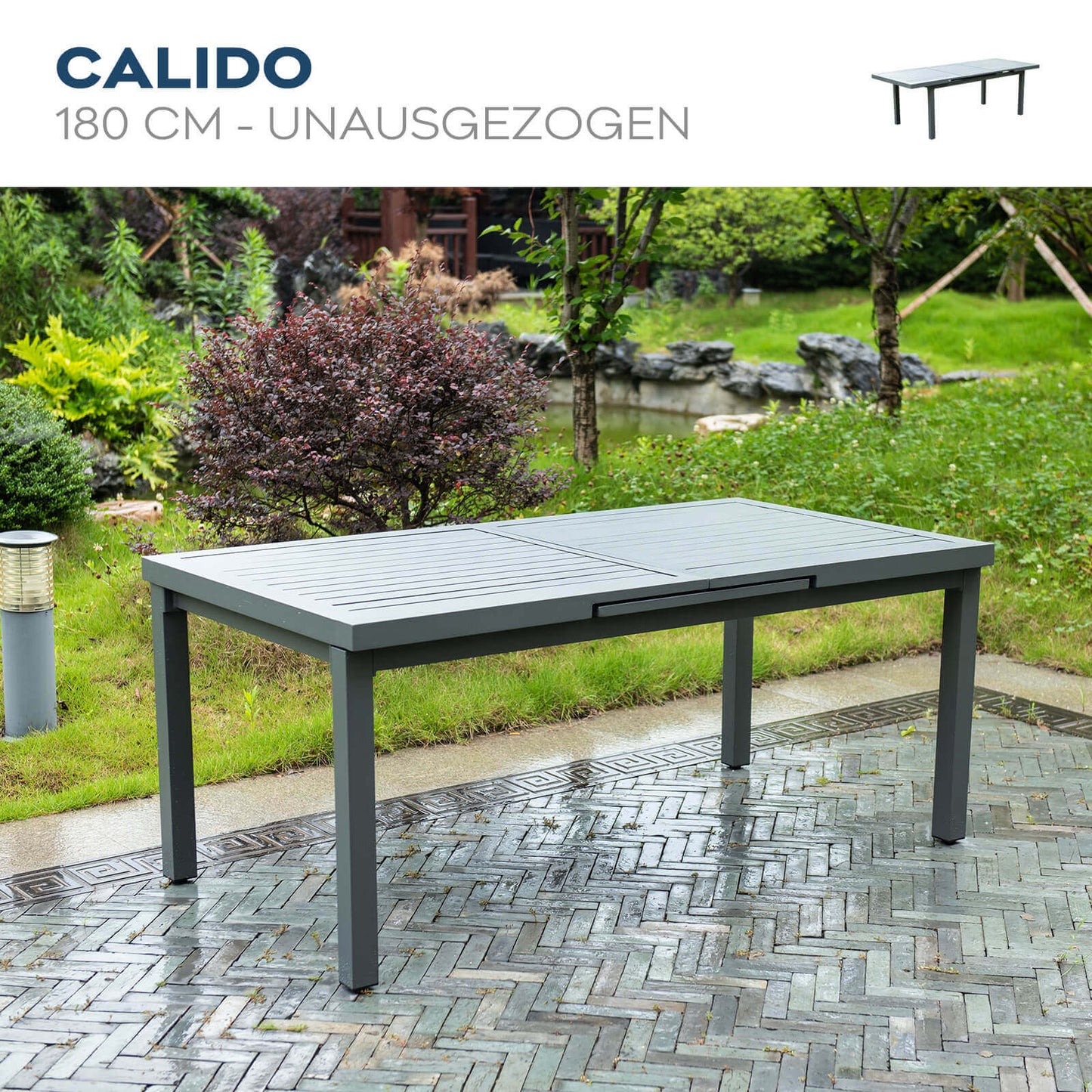 Home Deluxe Garten-Sitzgruppe CALIDO MADERA inklusive ausziehbarer Gartentisch & 8 Stühlen
