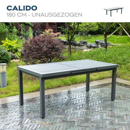 Home Deluxe Garten-Sitzgruppe CALIDO MADERA inklusive ausziehbarer Gartentisch & 2 Stühlen