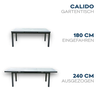 Home Deluxe Garten-Sitzgruppe CALIDO MADERA inklusive ausziehbarer Gartentisch & 8 Stühlen