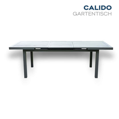 Home Deluxe Garten-Sitzgruppe CALIDO MADERA inklusive ausziehbarer Gartentisch & 2 Stühlen