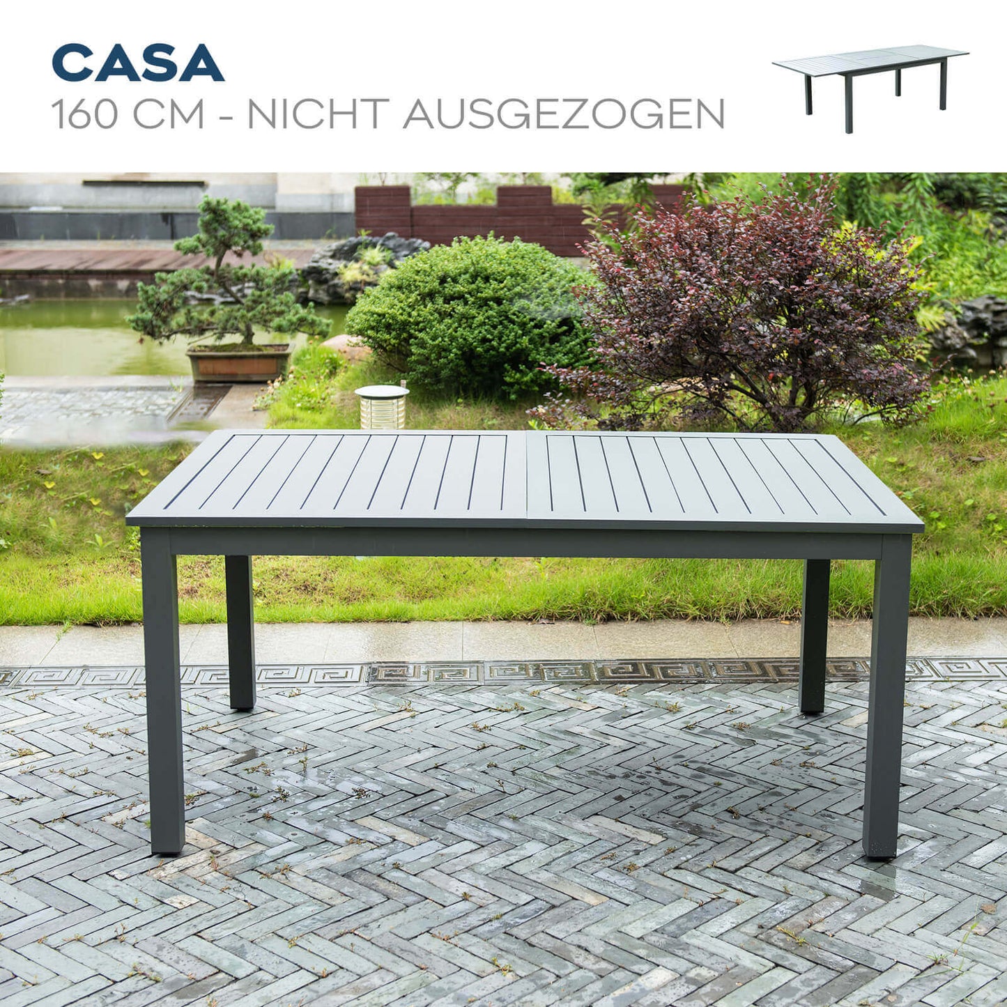 Home Deluxe Garten-Sitzgruppe ausziehbar CASA MADERA - 160/240 x 100 cm 2 Stühle