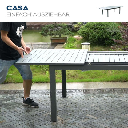 Home Deluxe Garten-Sitzgruppe ausziehbar CASA MADERA - 160/240 x 100 cm 10 Stühle